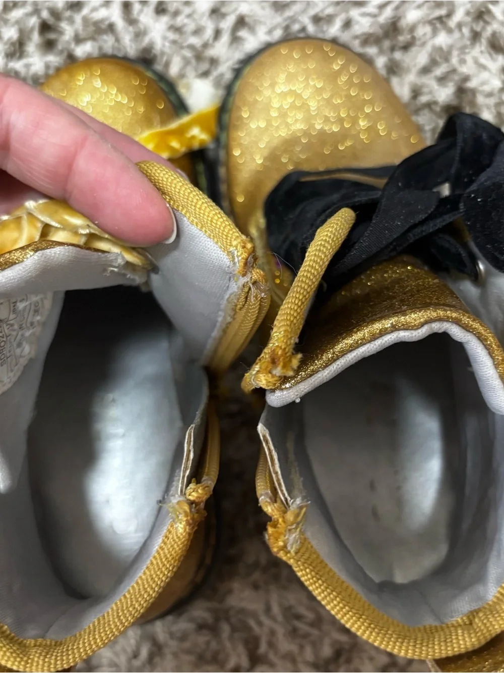 Dream Pairs gold glitter side zipper high top boots girls kids size 12